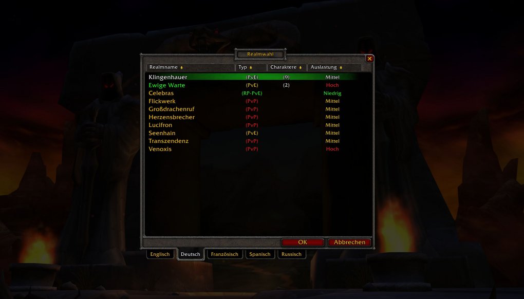 Serverwahl bei World of Warcraft