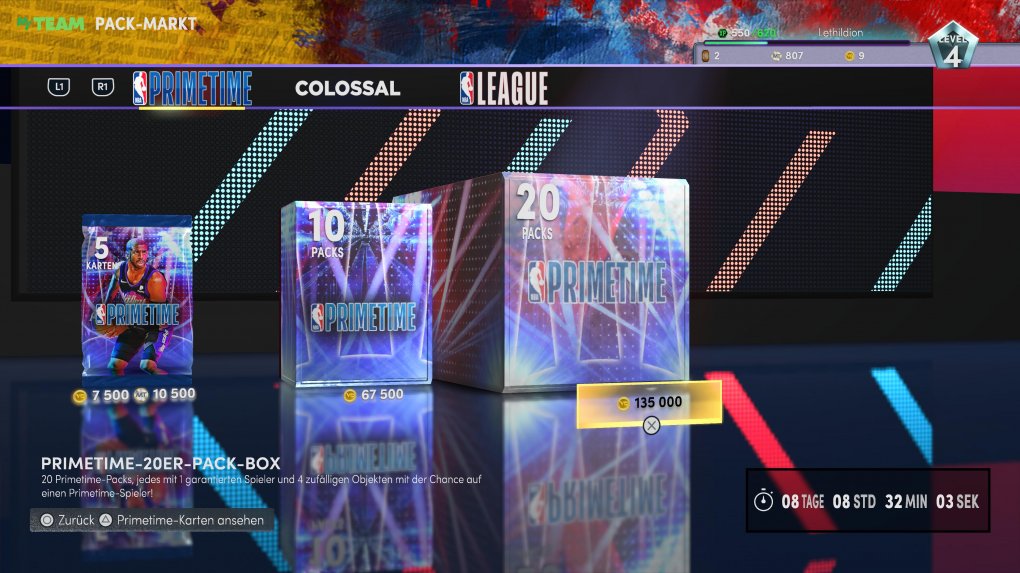 NBA 2K22: Im 'MyTeam'-Modus kann man sein Geld in ganz unterschiedliche Kartenpackungen investieren.