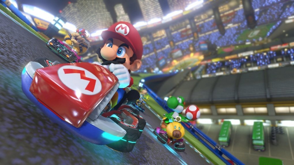 Mario Kart 8 Deluxe zeigt Mario in einem Kart