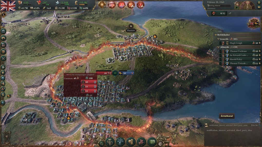 Großbritannien brennt! Grund ist in diesem Fall ein unprovozierter Krieg mit Schweden, die den Briten im Kampf ordentlich zusetzen.