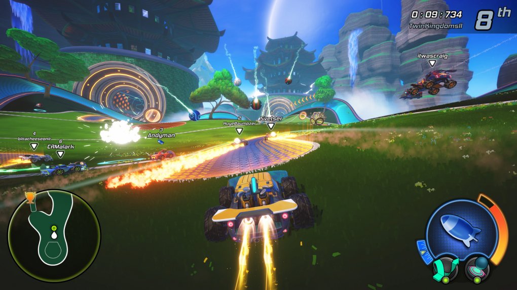 Die Jagd auf die Bälle beginnt: Turbo Golf Racing entwickelt das von Rocket League eingeführte Spielprinzip weiter. Der Action-Renner erlaubt bis zu acht Teilnehmer und ist trotz Early-Access-Status sehr gut spielbar.
