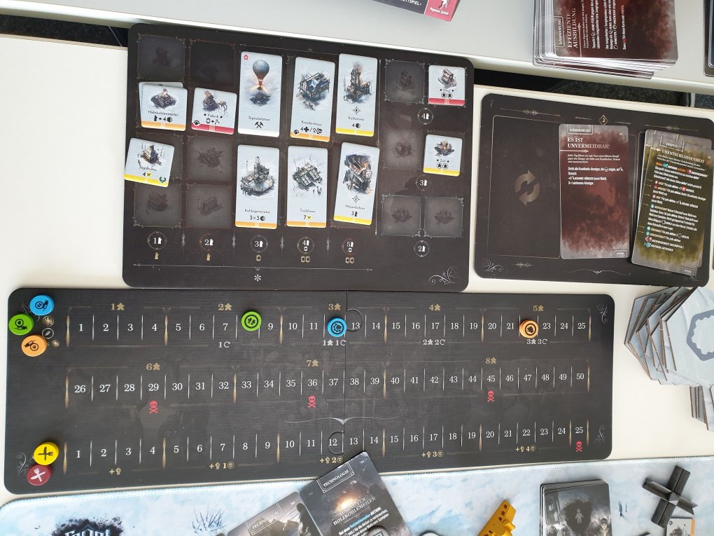 Die Info-Tableaus geben Übersicht über wichtige Dinge in der Kolonie wie Arbeitermenge, Hunger, Krankheitsstand etc.