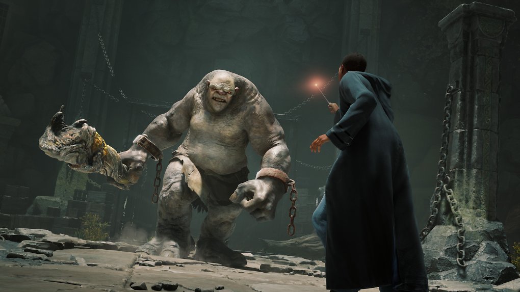 Ein Oger stürmt auf den Protagonisten im Vordergrund zu.