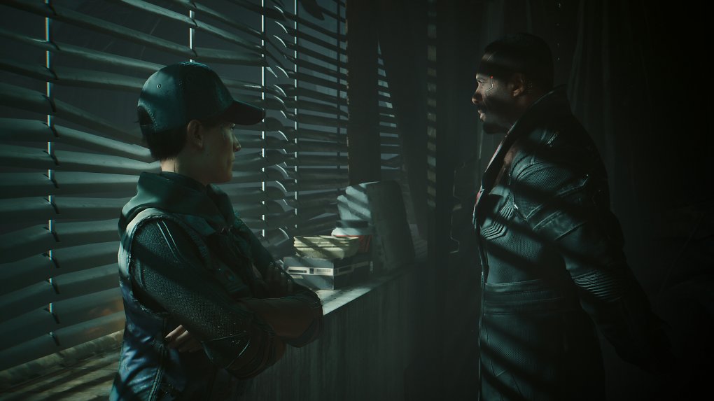 Präsidentin Myers und Agent Solomon Reed stehen am Fenster eines unbeleuchteten Appartments.