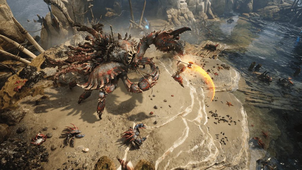 Kampf in Titan Quest 2 gegen eine Riesenkrabbe