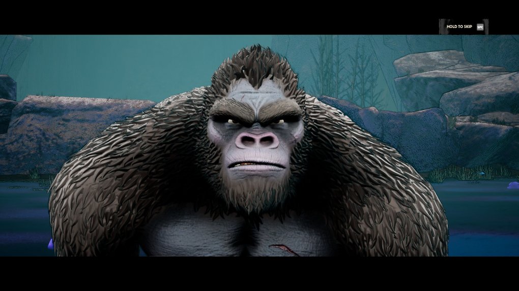 Kong schaut grimmig in die Kamera.