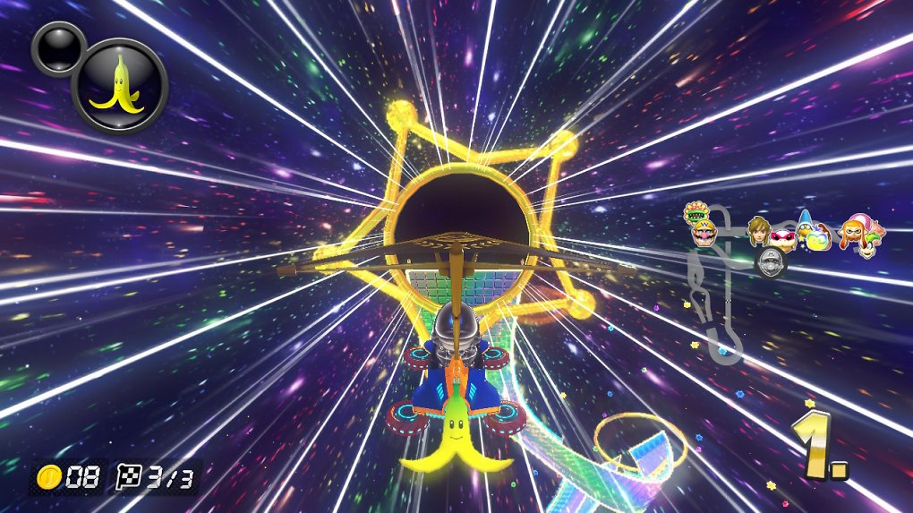 Die DLC-Strecke "Regenbogen-Boulevard" im Booster-Streckenpass von Mario Kart 8 Deluxe auf Nintendo Switch