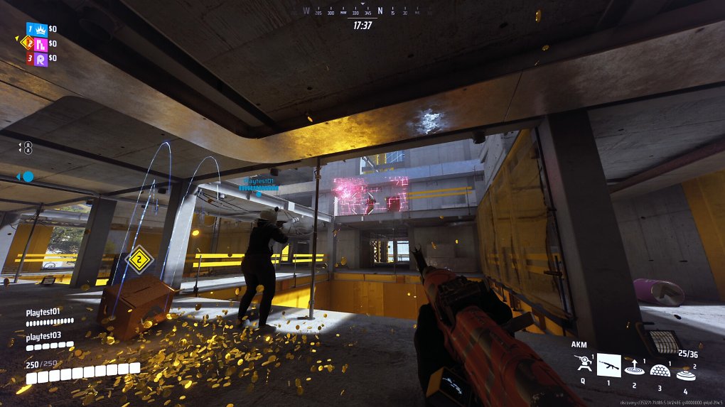 Zwei Teams beschießen sich auf einer vertikalen Map