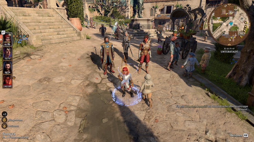 Screenshot der Helden-Party im dritten Akt auf einer Xbox Series S.