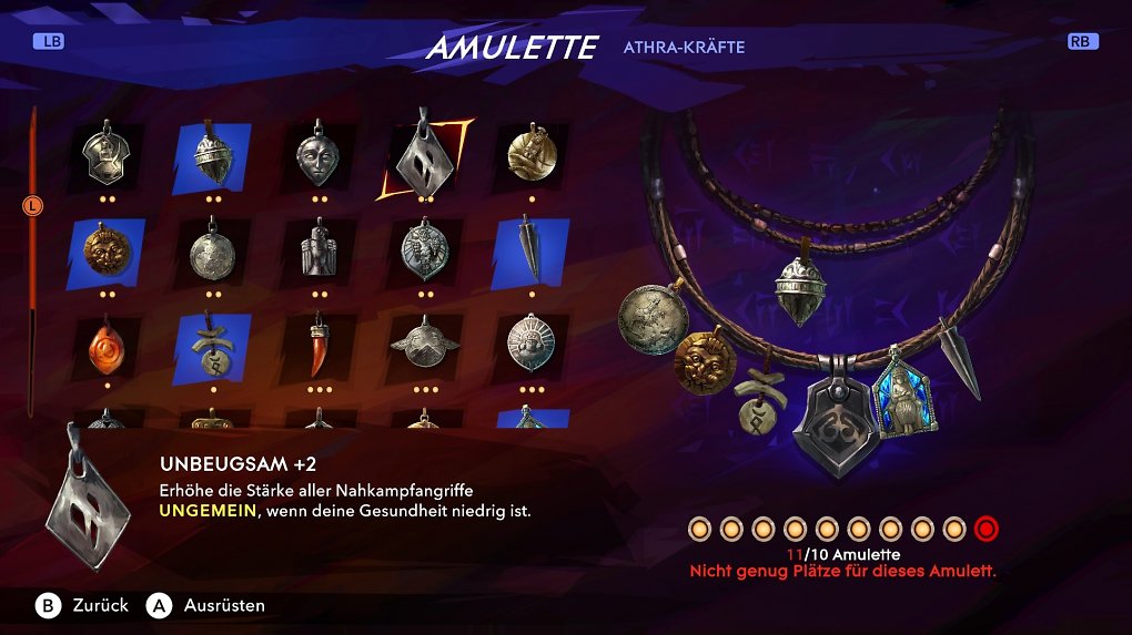 Die Amulette bilden die Grundlage eurer Spielweise. Je mehr ihr findet, desto mehr Möglichkeiten habt ihr.