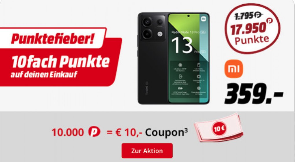 Beim Media Markt Punktefieber kann man attraktive Rabatte sowie 10-fach-Punkte auf das gesamte Sortiment abstauben.