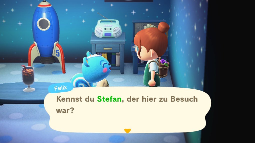 Die Bewohnerin unterhält sich mit Felix