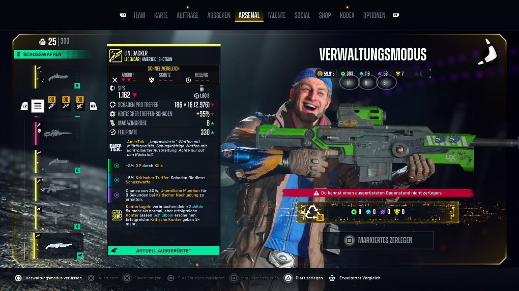 Typisch Loot Shooter: Ihr sammelt regelmäßig bessere Waffen und seltene Ausrüstung. Die Werte lassen sich später auch verändern.