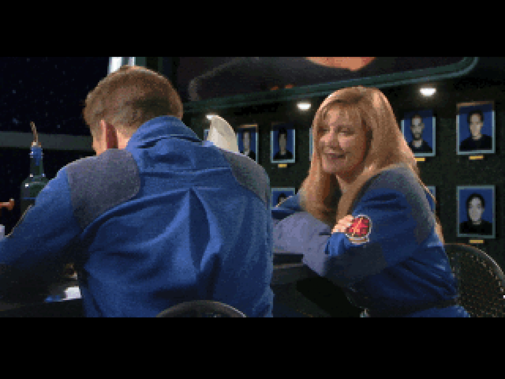 Zwei Personen reden.