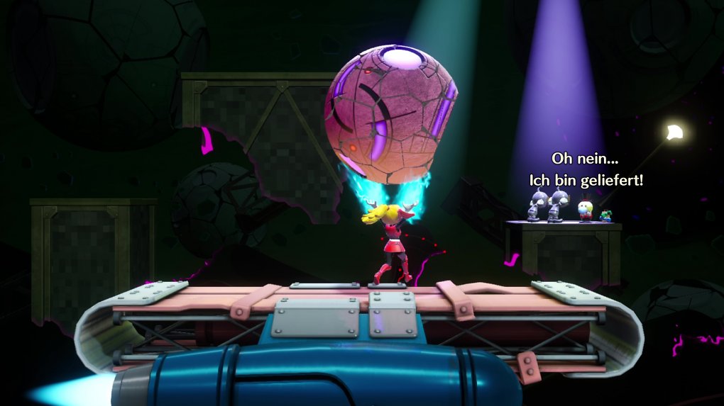 Superheldin-Peach rettet einen Charakter vor den Aliens