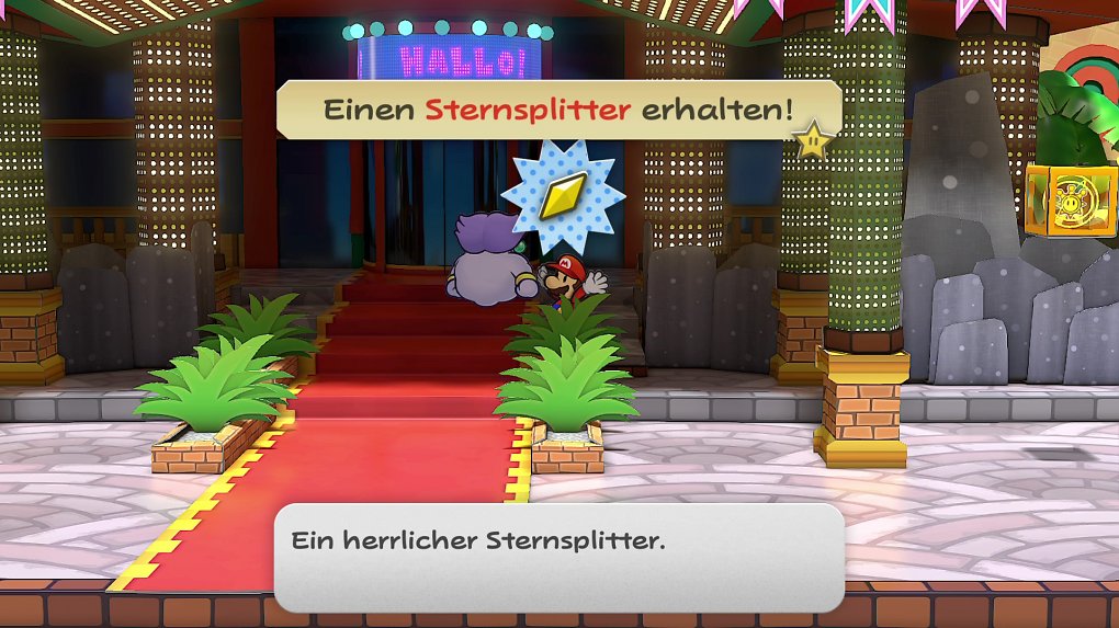 Mario findet einen Sternsplitter vor der Arena in Falkenheim