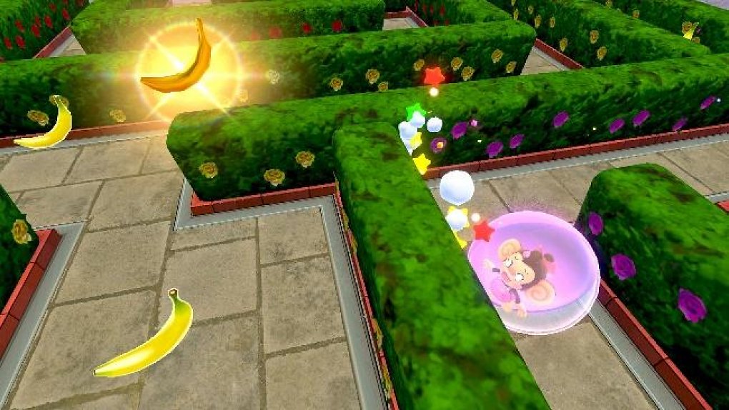 Ein Irrgarten, der mit Weggabelungen und Bananen gespickt ist.