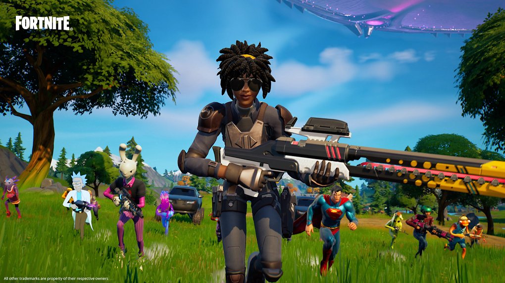 Fortnite Charaktere laufen auf Kamera zu