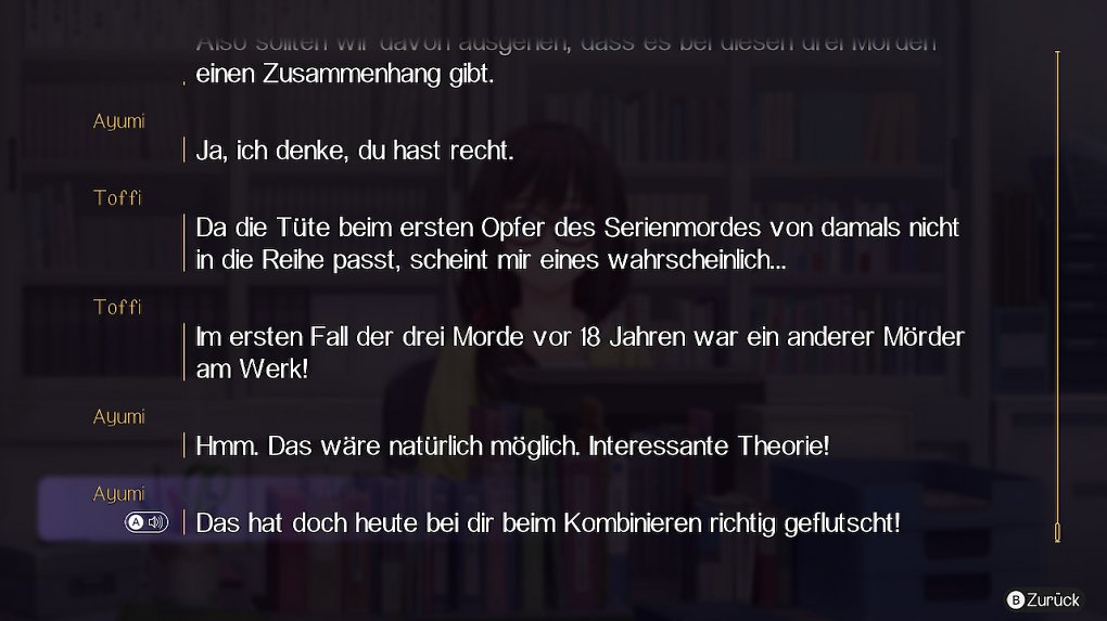 Ein Blick auf die Dialogchronik des Spiels.