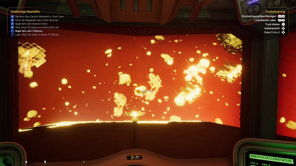Eine Szene aus dem Videospiel "Star Trucker"