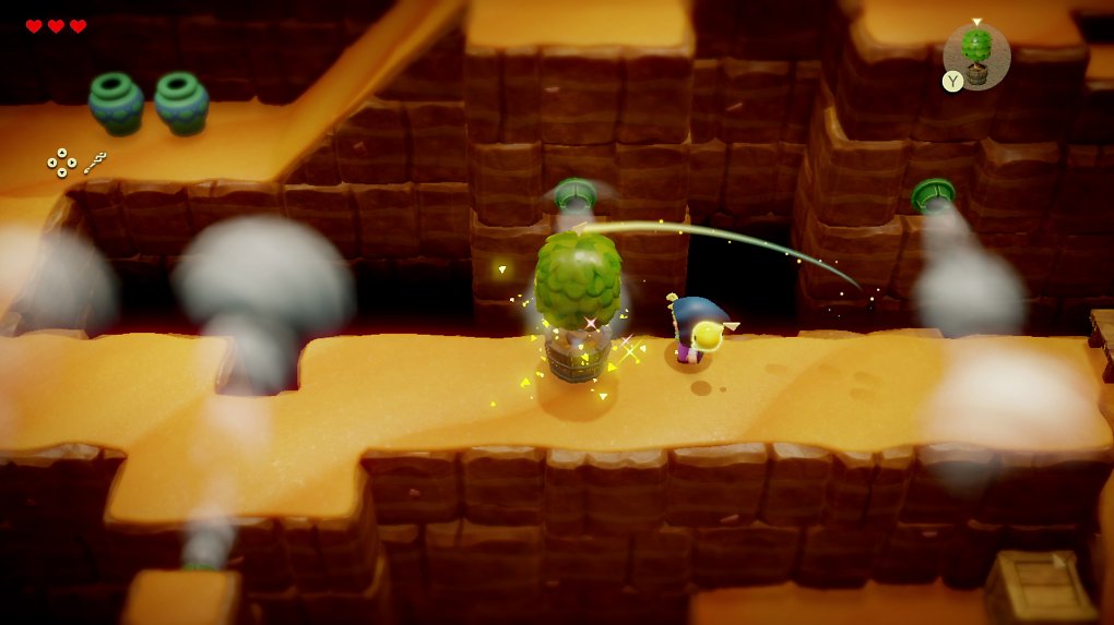 Zelda erschafft eine große Pflanze, um den Wind zu blockieren