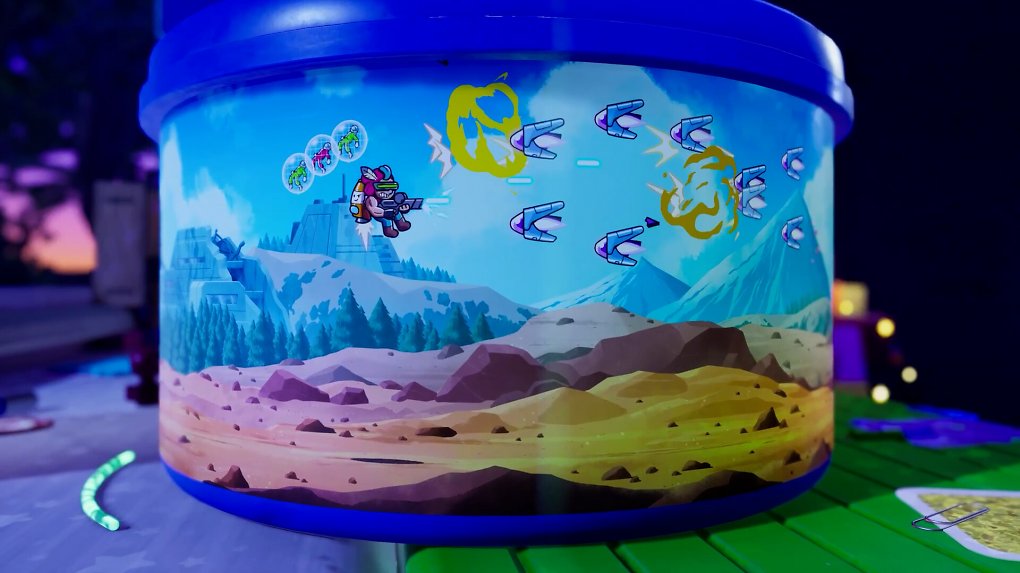 Jot in einem Arcade-Shooter-Minispiel.