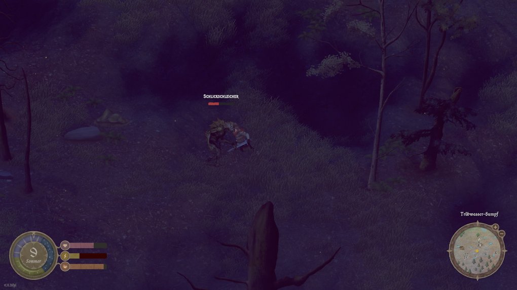 Kampf gegen ein Sumpfmonster in Mirthwood
