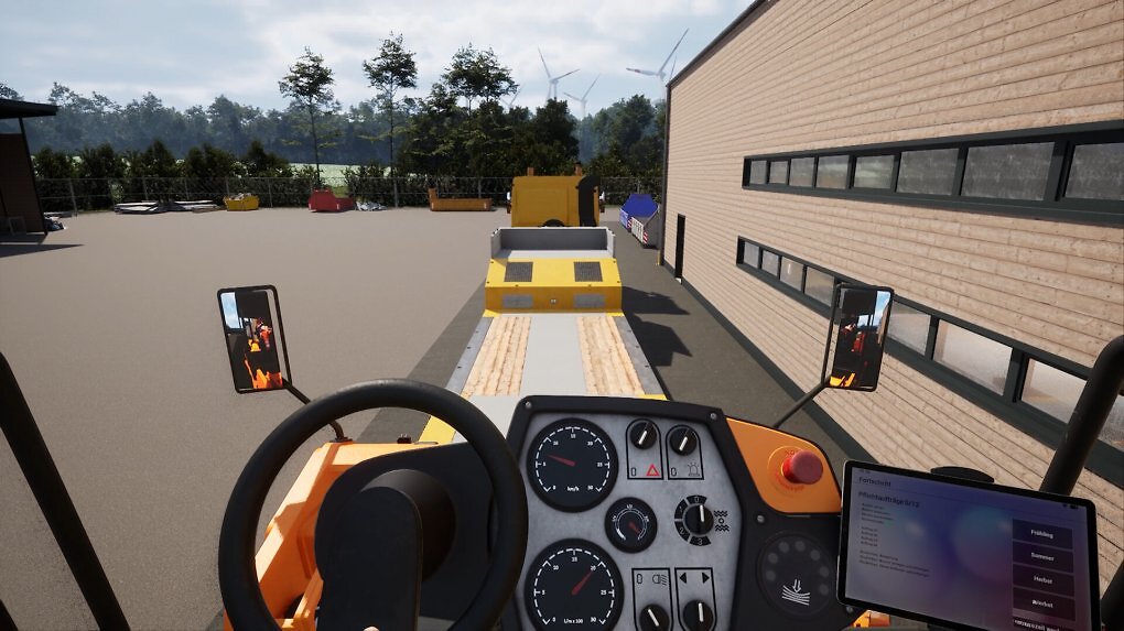 Ego-Ansicht in einem Fahrzeug im Straßenmeisterei Simulator 2