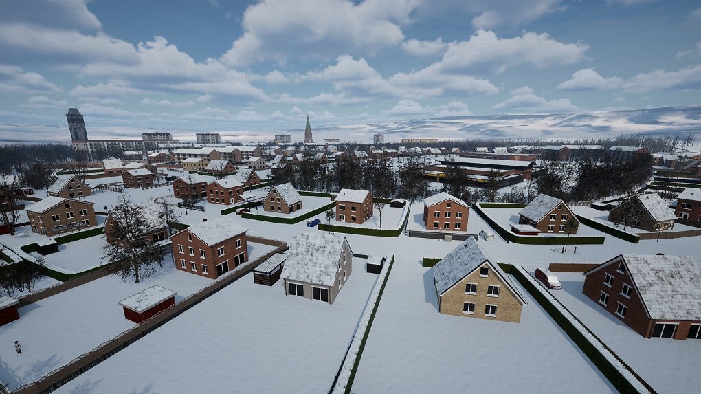 Eine Übersicht über die Stadt im Straßenmeisterei Simulator 2