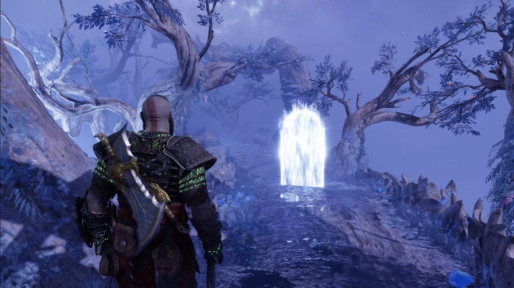 Ein Trip über den Yggdrasil in God of War: Ragnarök.