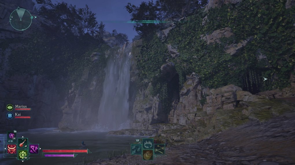 Ein Wasserfall in Avowed.