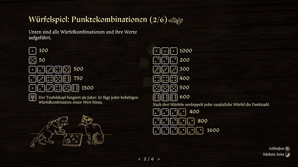 Punktewerte für das Würfeln in Kingdom Come Deliverance 2 im Überblick