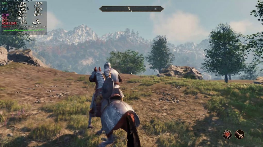Reiten durch die Welt von Oblivion Remastered auf dem Steam Deck.