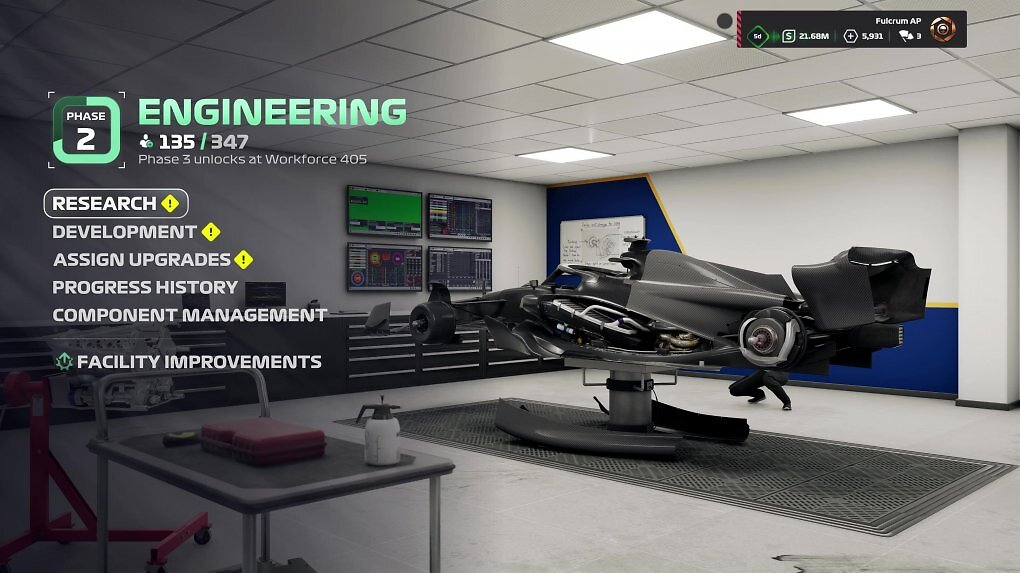 Fahrzeugentwicklung in MyTeam