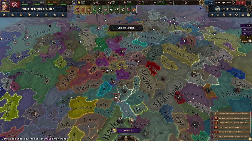Im Bild sind Dutzende Staaten und Städte aus dem Heiligen Römischen Reich.