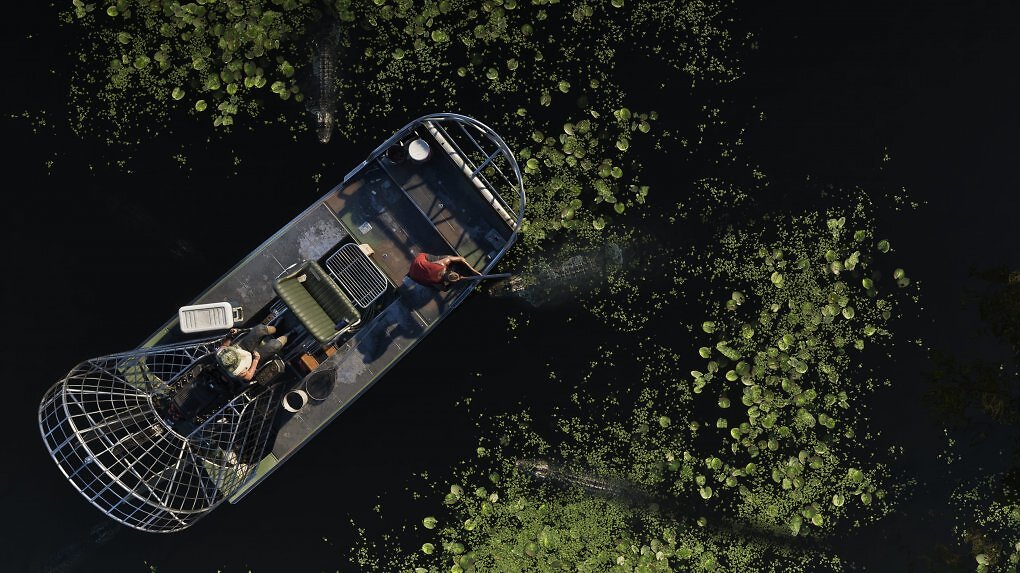 Ein Boot von oben