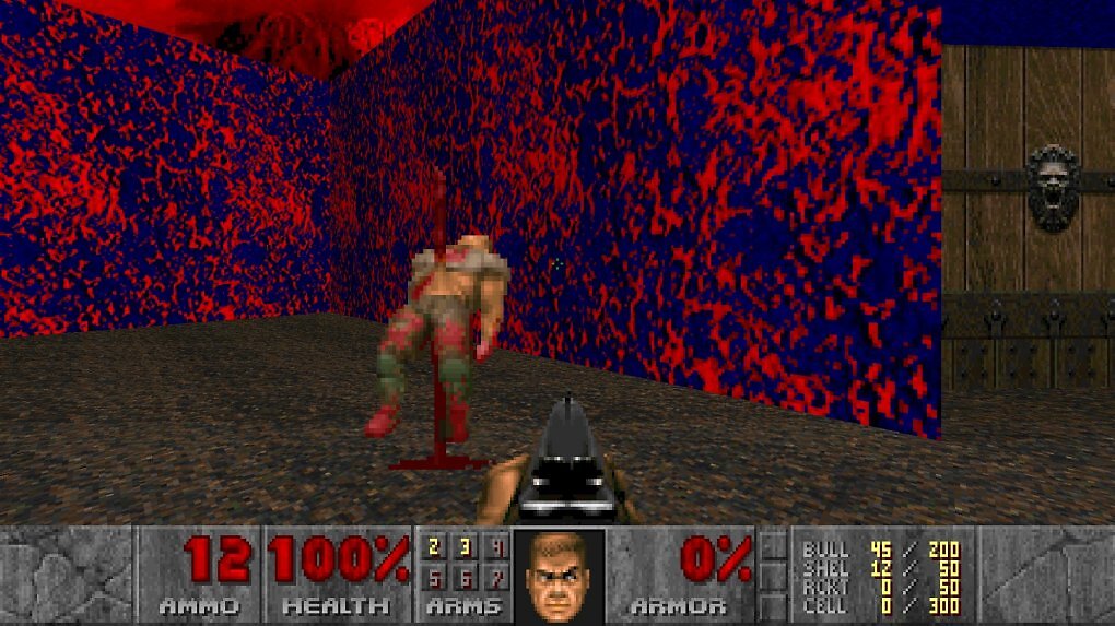Ein aufgespießter Körper in Doom.