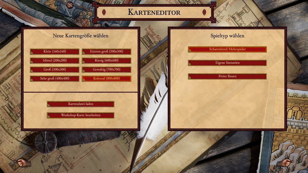 Hier sieht man die Auswahl für die Kartengrößen.