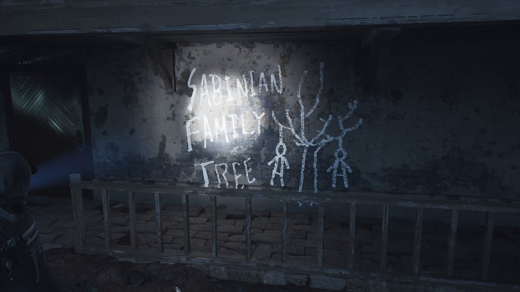 Ein Graffitti, dass die Erhängung einer sabinischen Familie zeigt.