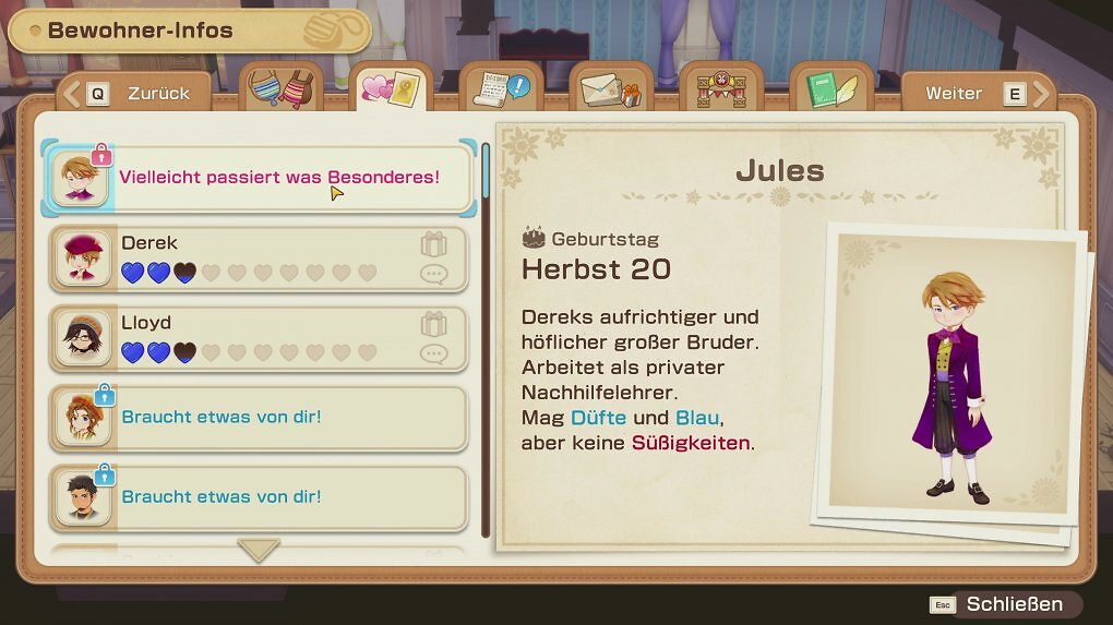 Zuneigung gewinnt ihr durch Geschenke, denn die Bewohner vom Brisendorf scheinen materielle Dinge zu lieben. Ihr könnt nachlesen, wen ihr womit überraschen solltet.