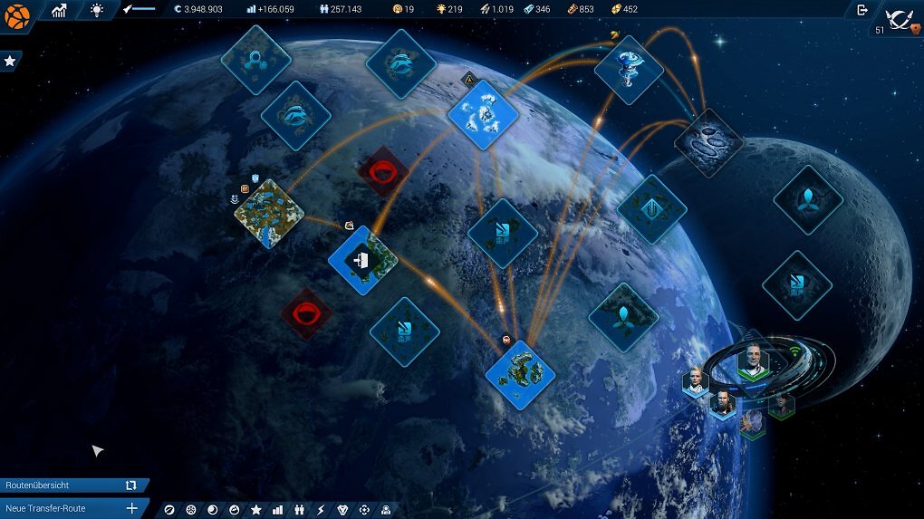 Man sieht die Weltkarte in Anno 2205.