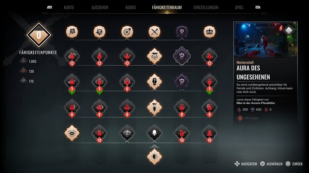 Euer Talentbaum bietet keinerlei Freiheiten oder Upgrades. Zumindest dürft ihr aber auch Skills von anderen Clans lernen.