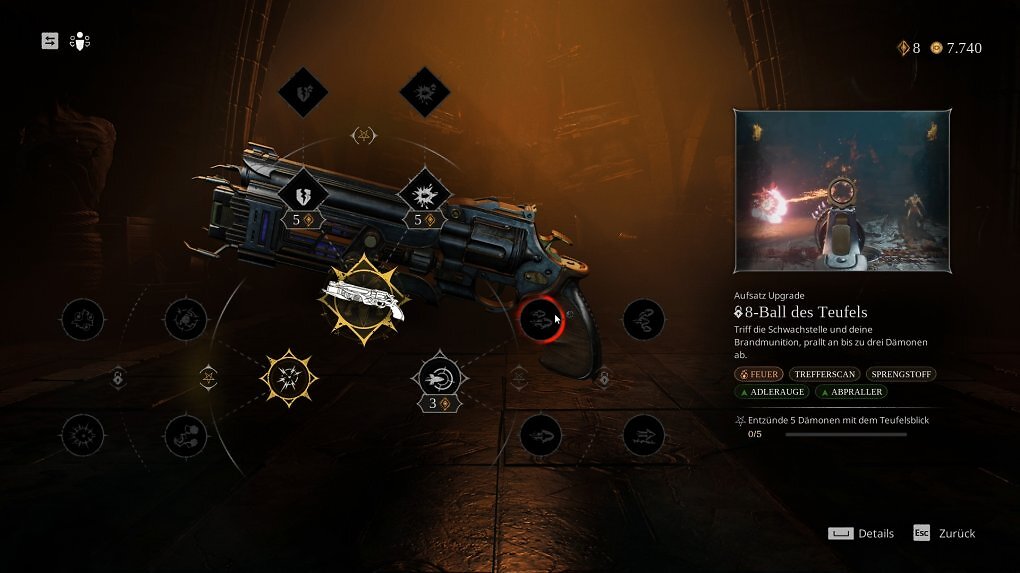 Jede Waffe besitzt zwei unterschiedliche, sekundäre Feuermodi. Jede Angriffsvariante lässt sich mit ein paar Upgrades ausbauen.