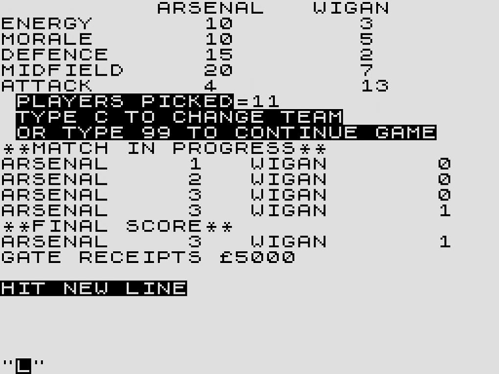 Die grafisch karge Geburt des Genres: Football Manager aus dem Jahr 1982 vom Engländer Kevin Toms.