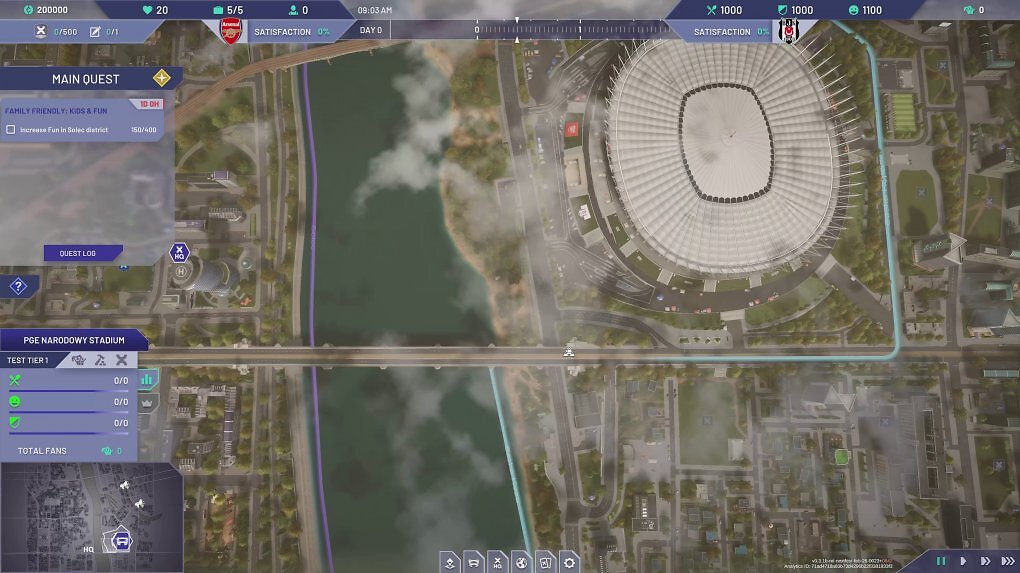 Rechts im Bild: das Nationalstadion in Warschau. In den umliegenden Stadtgebieten sollen wir in den nächsten zwei Wochen alles für ein Spiel zwischen Arsenal und Besiktas vorbereiten.