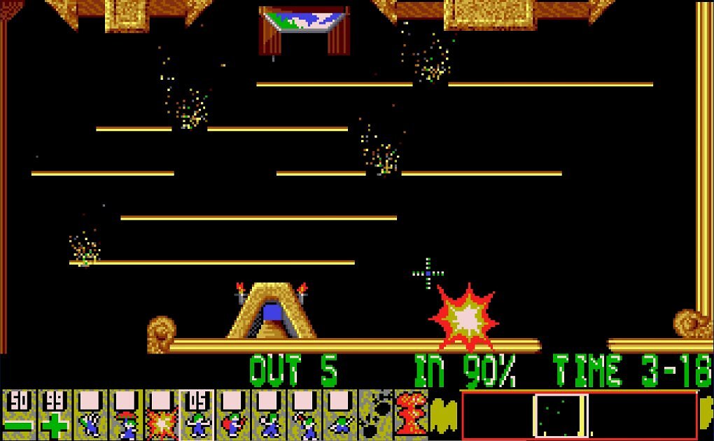 Allerdings lassen sich die Blocker nicht wieder in normale Lemmings zurückverwandeln. Wenn ihr die Levels beenden wollt, müsst ihr sie sprengen. Erst in späteren Serienteilen ist es möglich, die Rolle zurückzunehmen.