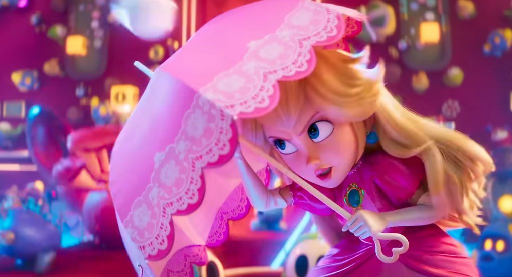 Prinzessin Peach im Gefecht. Zum Glück hält ihr Schirm einiges aus.