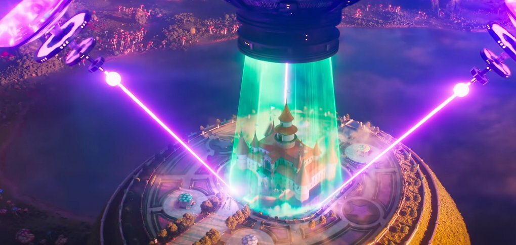 Wie im Spiel: Auch im Film wird einfach mal das gesamte Schloss von Peach entführt.