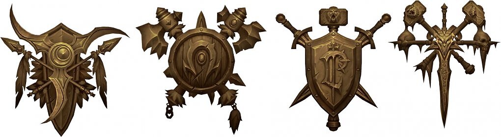 Vier <strong>tragbare Wappen als Transmogs</strong> für WoW.