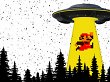 Mario wird von einem UFO aufgesaugt.